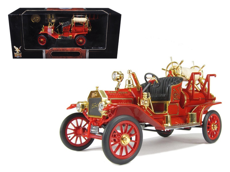 1914 Ford Model T Fire Engine Red 1/18 Diecast Model By Road Signature