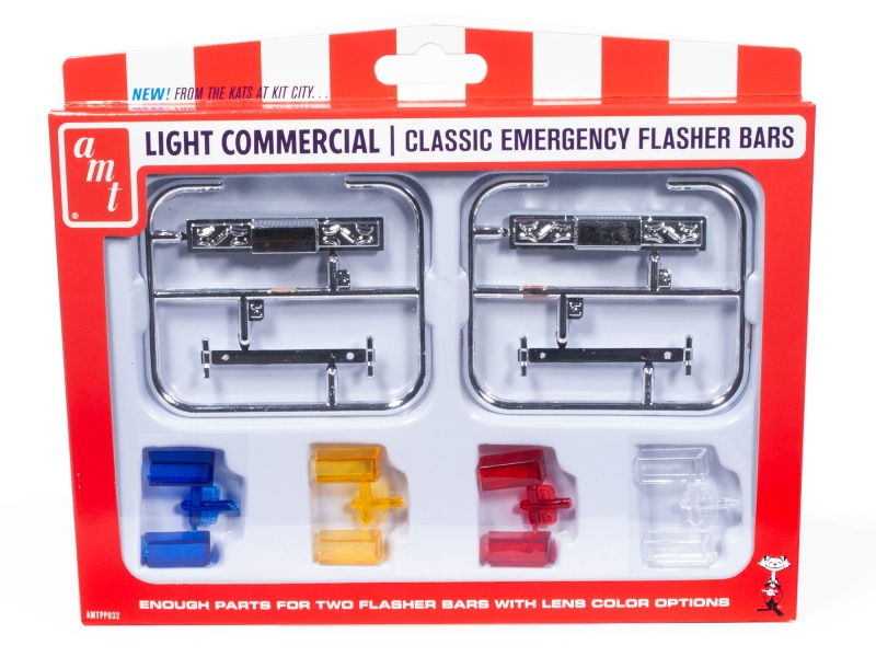 AMT Skill 2 Model Kit: 1/25 Scale Light Commercial Classic Emergency Flasher Bars Set of 10 Pieces