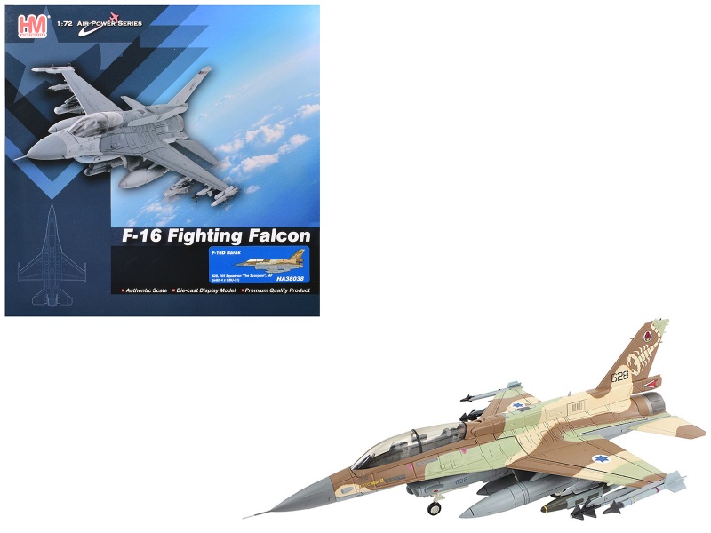 Lockheed F-16D Fighting Falcon Fighter Aircraft "628 Barak 105 Squadron The Scorpion" Israeli Air Force "Air Power Series" 1/72 Diecast Model By Hobby Master
