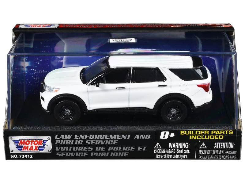 2022 Ford Police Interceptor Utility White Unmarked Diecast Model Car - Motormax Custom Builder's Kit