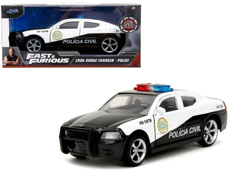 2006 Dodge Charger Police Black And White "Policia Civil" "Fast & Furious" Series 1/32 Diecast Model Car By Jada
