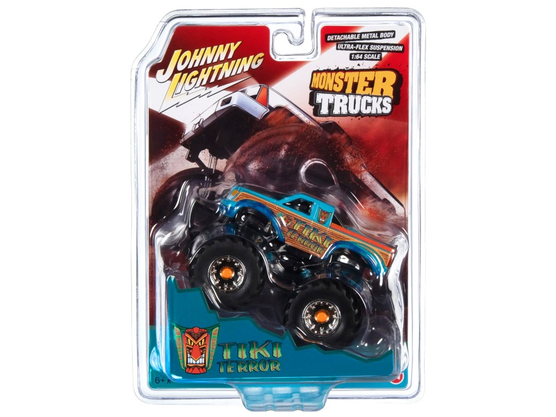 "Tiki Terror" Monster Truck "Who Do Voo Doo?" With Black Wheels "Monster Trucks" Series 1/64 Diecast Model By Johnny Lightning