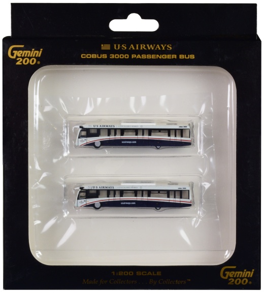 Cobus 3000 Passenger Bus Diecast Model - GeminiJets 200 Series US Airways Shuttle Bus 2 Piece Set