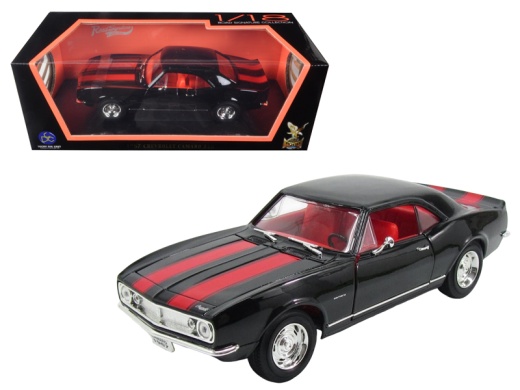 1967 Chevrolet Camaro Z/28 Black With Red Stripes 1/18 Diecast Model Car By Road Signature