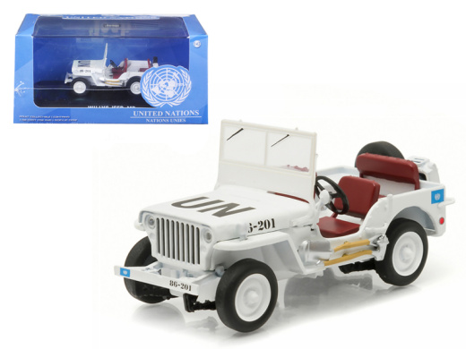 1944 Jeep Willys UN United Nations White 1/43 Diecast Model Car By Greenlight