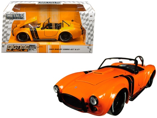 1965 Shelby Cobra 427 S/C Orange With Black Stripes 'Bigtime Muscle' 1/24 Diecast Model Car