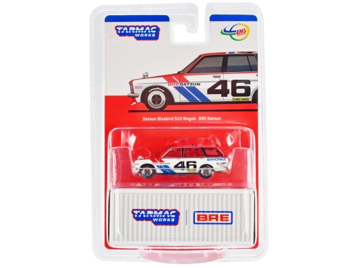 Datsun Bluebird 510 Wagon #46 Red And White 'BRE' 'Global64' Series Diecast Model Car by Tarmac Works