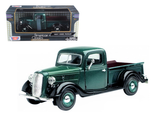 1937 Ford Pickup Truck Green And Black 1/24 Diecast Model Car By Motormax