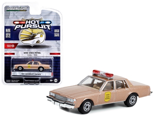 1987 Chevrolet Caprice Beige Metallic 'Iowa State Patrol' 'Hot Pursuit' Series 43 Diecast Model Car by GreenLight