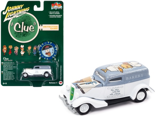 1933 Ford Delivery Van White with Gray Top Diecast Model Car by Johnny Lightning
