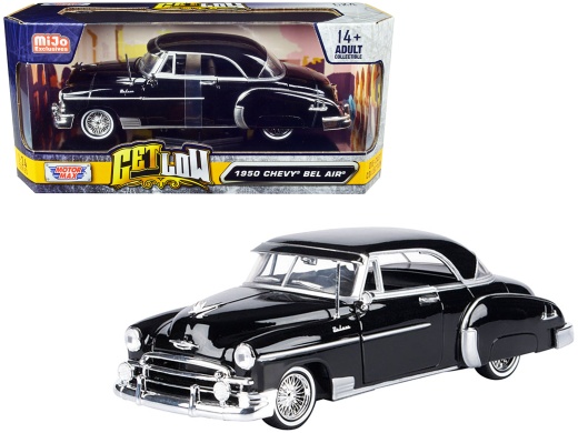 1950 Chevrolet Bel Air Lowrider Black 'Get Low' Series 1/24 Diecast Model Car By Motormax