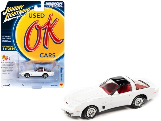 1982 Chevrolet Corvette White with Black Top and Red Interior Limited Edition Diecast Model Car