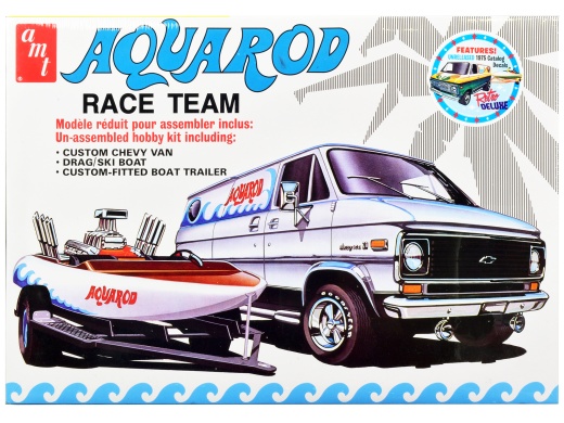 Chevrolet Custom Van With Drag/Ski Boat And Trailer 'Aqua Rod Race Team' 1/25 Scale Model Kit by AMT