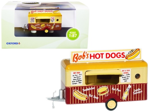 Oxford Diecast 'Bob's Hot Dogs' Mobile Food Trailer 1/87 (HO) Scale Diecast Model