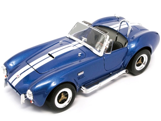 1964 Shelby Cobra 427 S/C Blue Metallic With White Stripes 1/18 Diecast Model Car By Road Signature