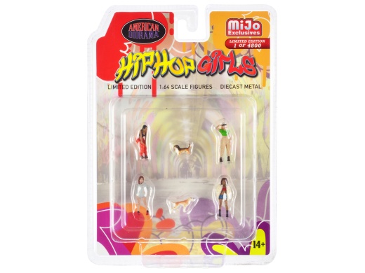 Hip Hop Girls 6 Piece Diecast Set (4 Women, 2 Dog Figures)
