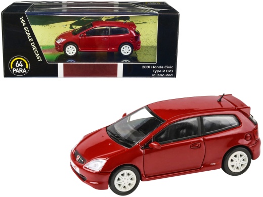 2001 Honda Civic Type R Ep3 Milano Red 1/64 Diecast Model Car by Paragon Models