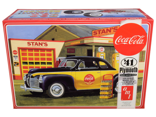 1941 Plymouth Coupe with 4 Bottle Crates 'Coca-Cola' 1/25 Scale Model Kit by AMT