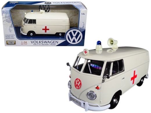 Volkswagen Type 2 (T1) Ambulance Cream 1/24 Diecast Model By Motormax