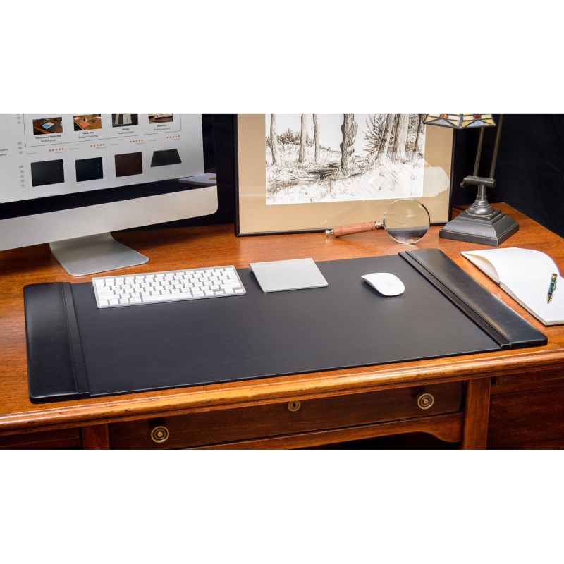 Black Leather 2-Piece Desktop Organizer Desk Set