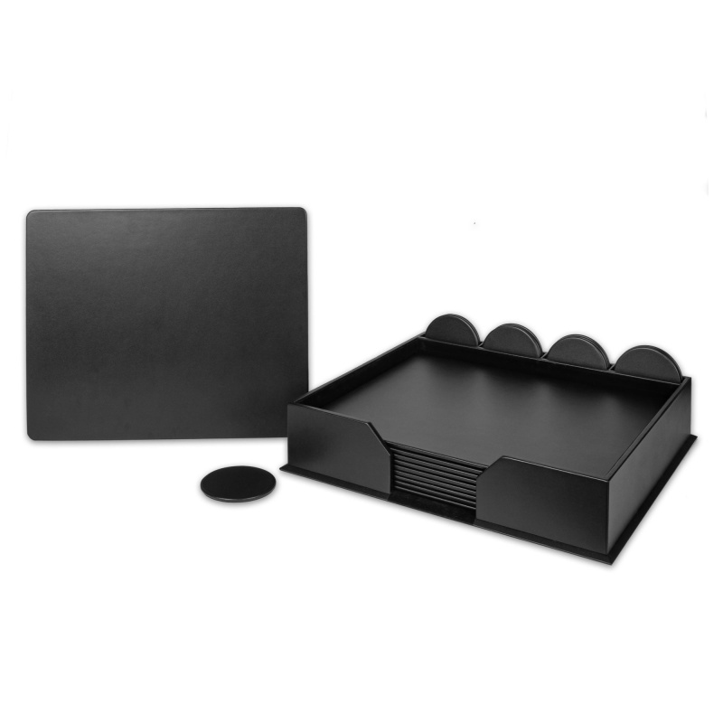 Classic Black Leather 23-Piece Conference Room Set