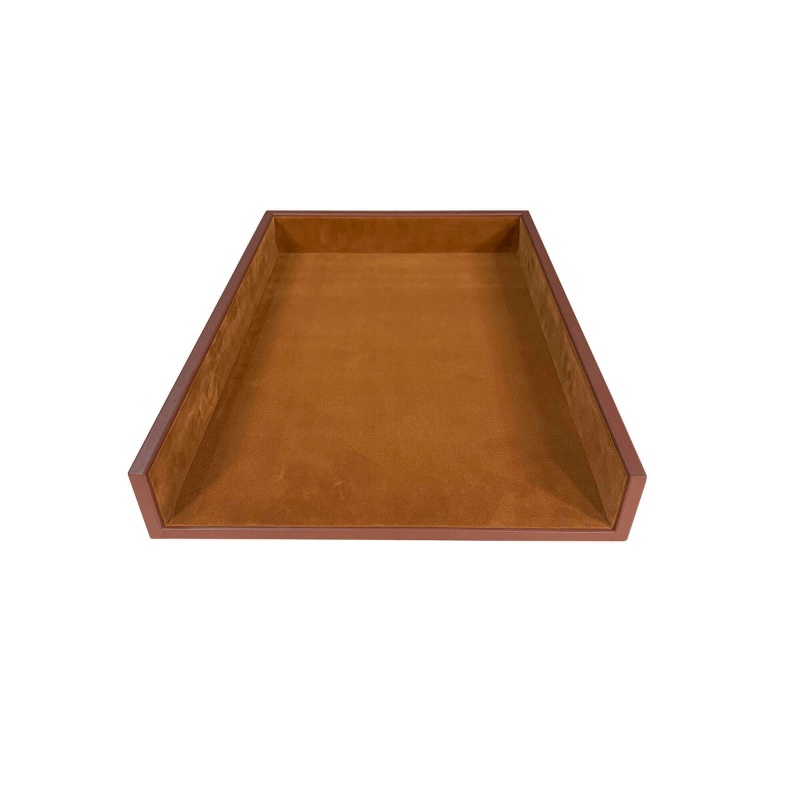 Rustic Brown Leather Legal-Size Letter Tray