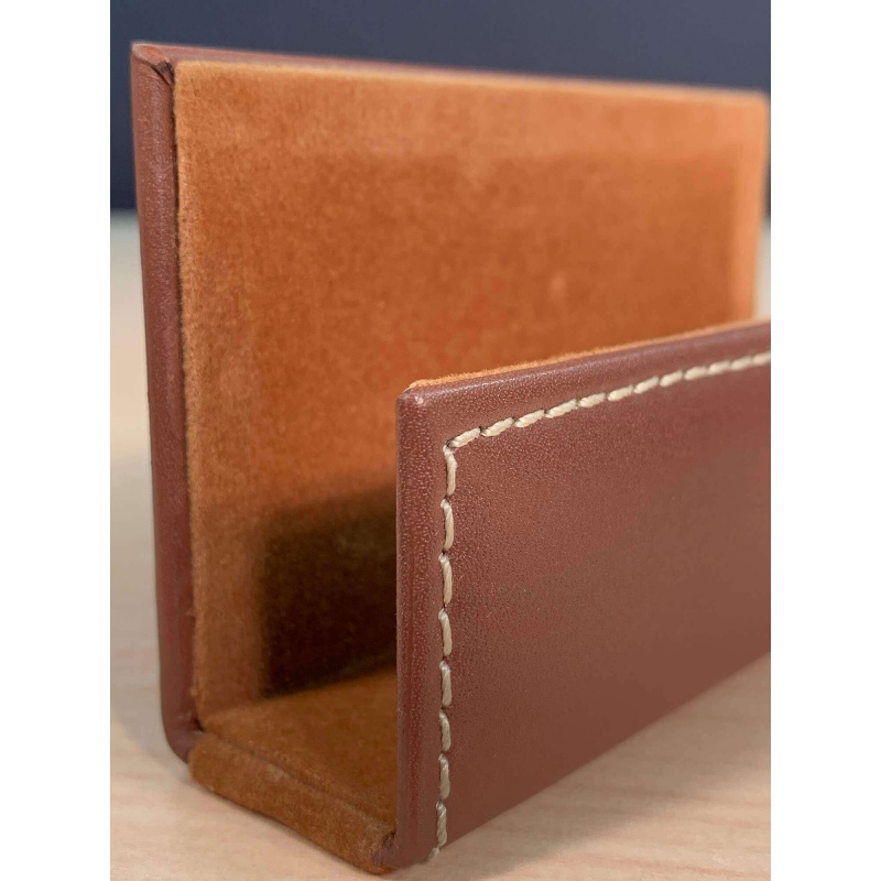 Rustic Brown Leather Business Card Holder