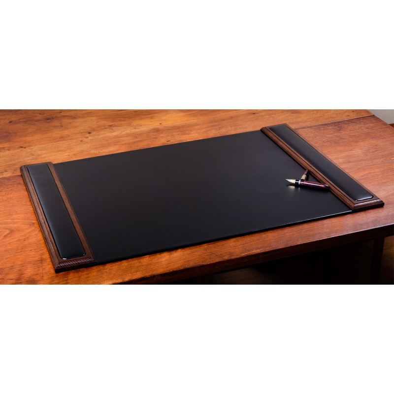 Walnut & Leather 25.5" X 17.25" Side-Rail Desk Pad