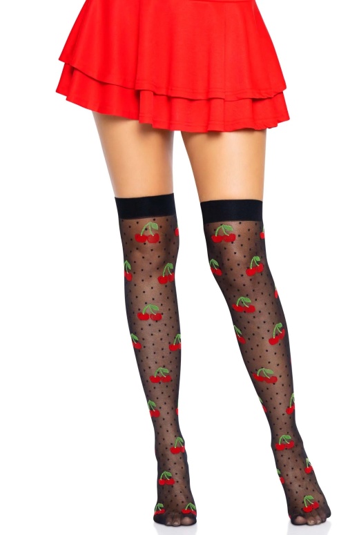 Cherry Dot Thigh Highs by Donna Di Capri