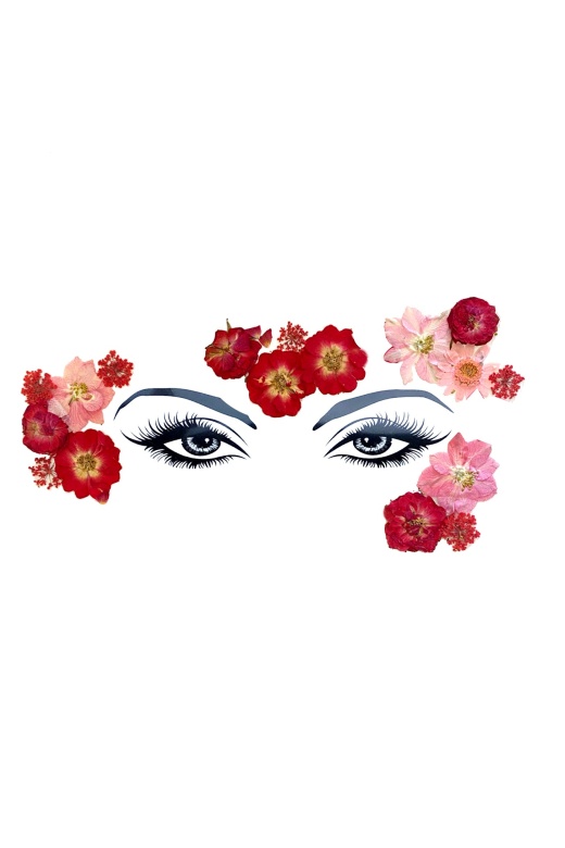 Red Dried Flower Face Stickers by Donna Di Capri