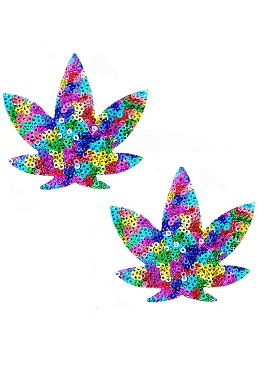 Unipoo Sequin Multicolor Dope AF Weed Leaf Pasties