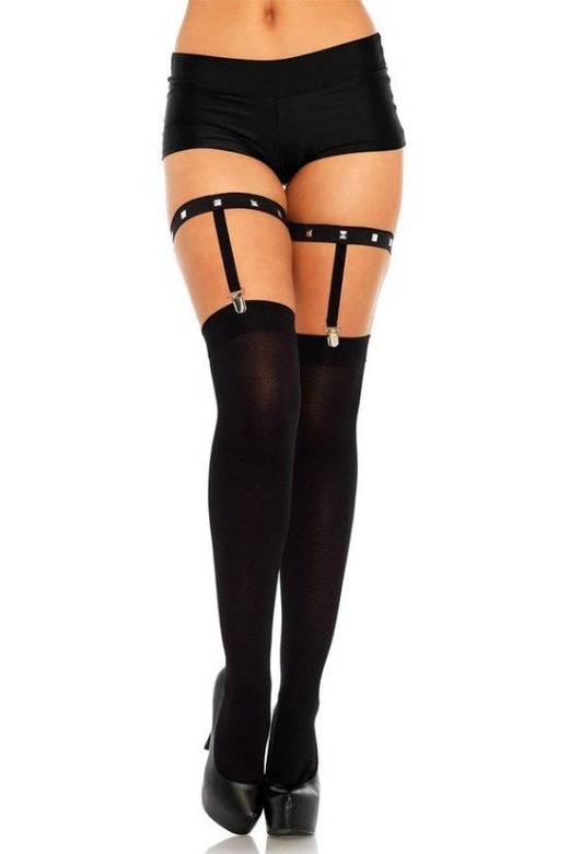 Donna Di Capri Studded Garter Suspender Belt - Onesizefitsmost Black