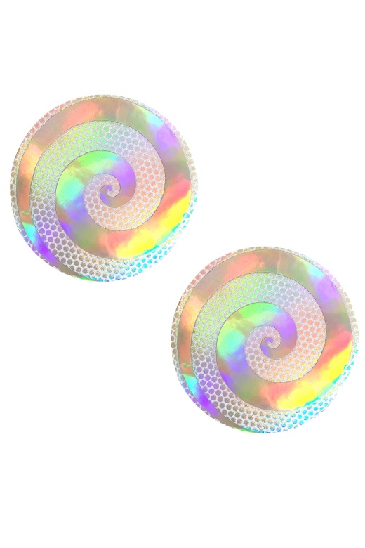 Care Bare Multicolor Holographic Spiral Nipztix Pasties by Donna Di Capri