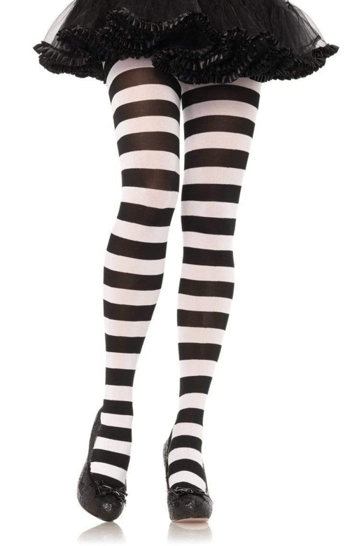 Net Thigh High Stockings - One Size / Black/White - Donna Di Capri