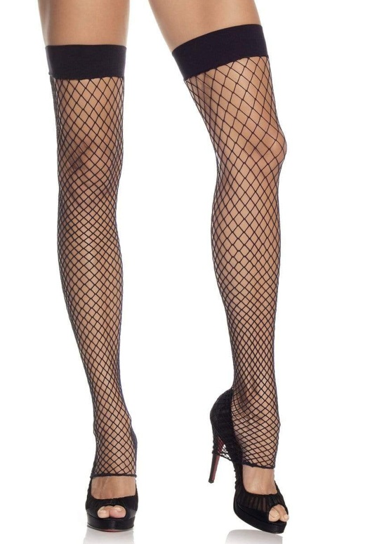 Footless Thigh High Stockings - One Size / Black by Donna Di Capri