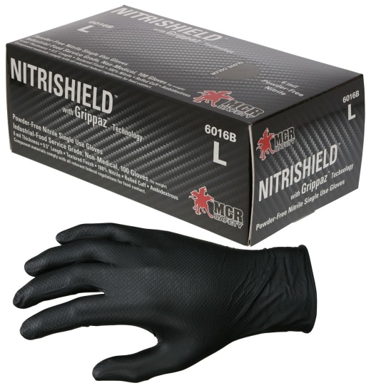 Memphis MCR Safety 6016Bl Nitrishield Disposable Gloves with Grippaz Technology
