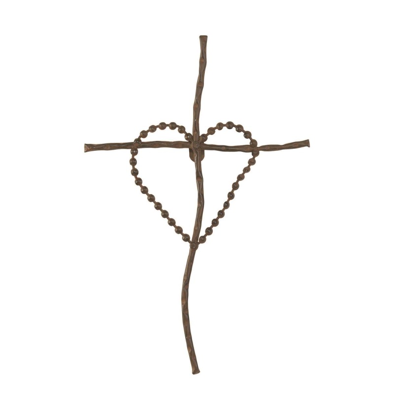 Wall Cross Heart On Cross Metal