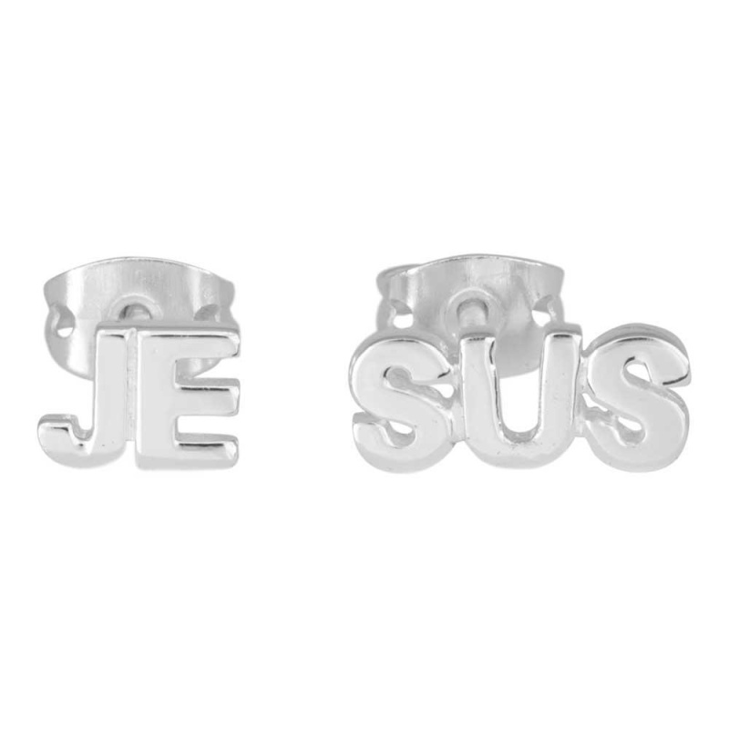 Ear-Jesus Studs Sil Plt