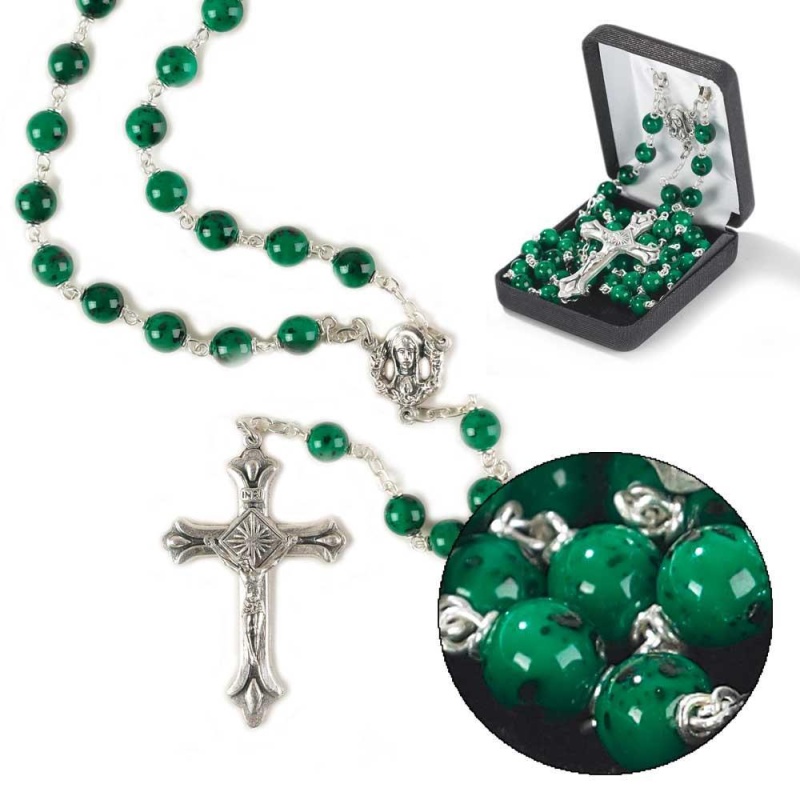 Rosary Emerald Faux Marble 7Mm