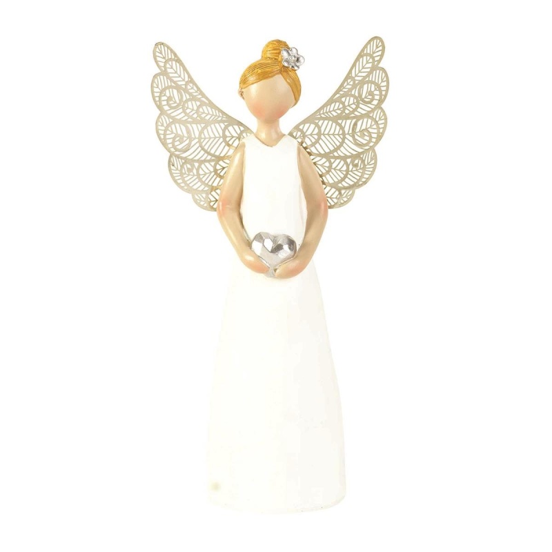 Tabletop Angel A Caring Heart Resin 6"