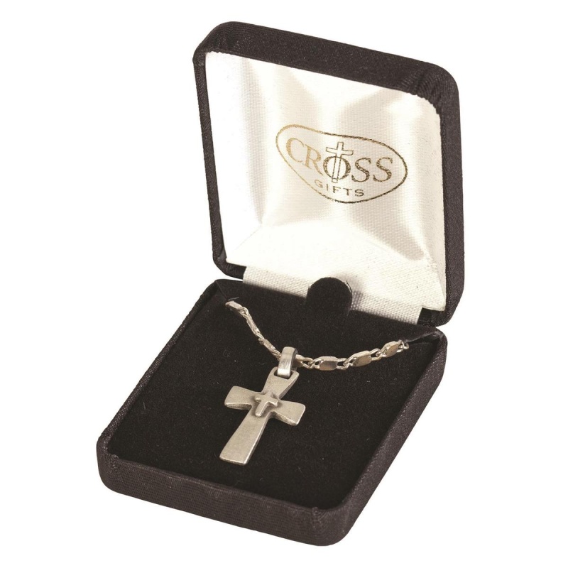 Necklace Raised Cross On Cross Pewter