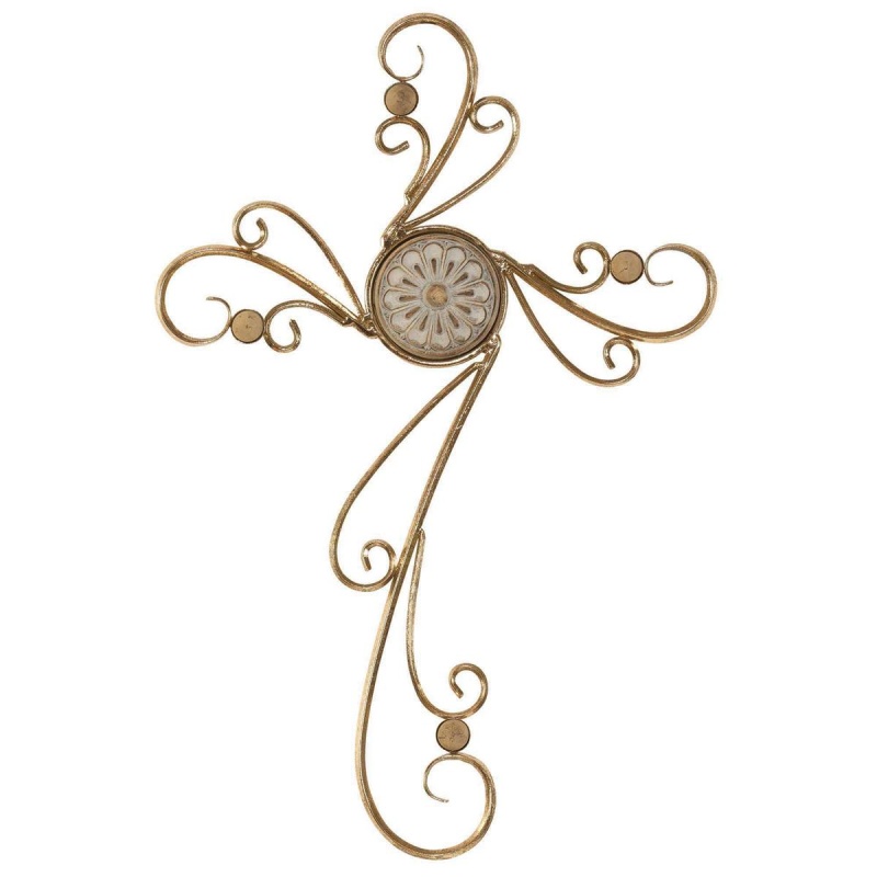 Metal Wall Cross Gold 14 X 21