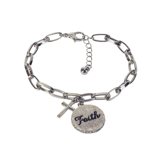 Stretch Faith Brush Texture Cross Link Chain Bracelet