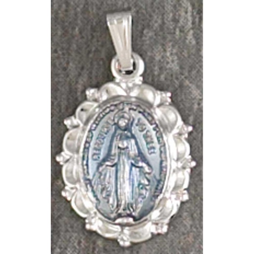 NK SM SP/Epoxy Mirac.Medl18: Silver Plated St. Michael Medal with 18 inch Chain