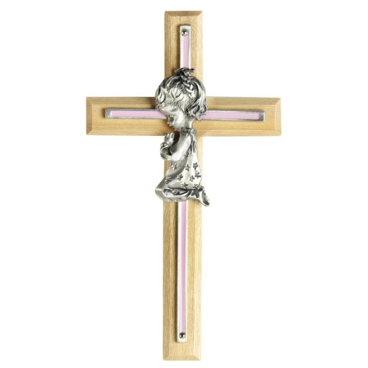 Crs Wall Oak W/Slv Cross Girl 6.75