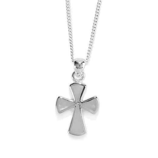 Nk-Sp Sm Pearlescent Mop Flare Crs Vbale: Mother of Pearl Cross Pendant