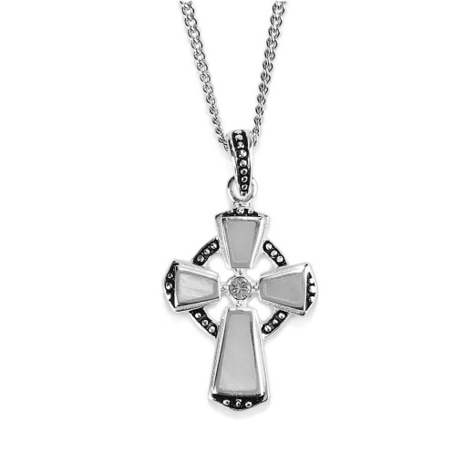 Nk-Sp Celtic Pearlescent Mop Crs Vbale 18 Necklace