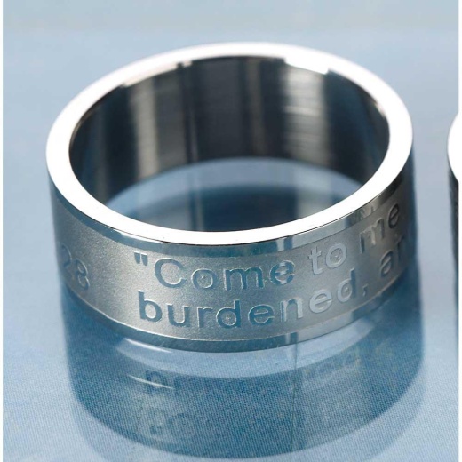Stainless Steel ScriptuRings Size 6 - Rng-Matt11:28-30