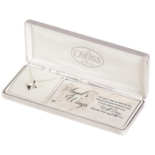 On Angel's Wings Heart Necklace Sil Plt
