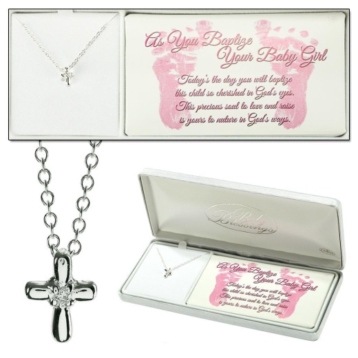 Necklace Baptism Girl Petal Cross